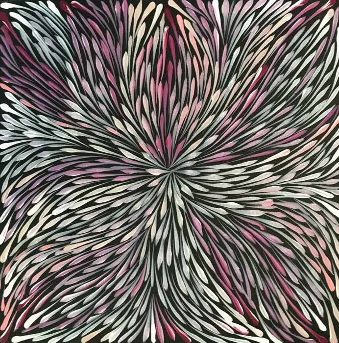 Wild Flowers by Sacha Long Petyarre (SOLD), 30cm x 30cm. Aboriginal Painting. #AboriginalArt #UtopiaLane