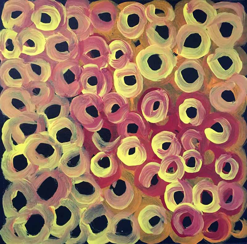 Soakage by Lena Pwerle (SOLD), 30cm x 30cm. Aboriginal Painting. #AboriginalArt #UtopiaLane