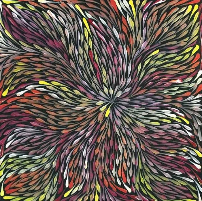 Wild Flowers by Sacha Long Petyarre (SOLD), 30cm x 30cm. Aboriginal Painting. #AboriginalArt #UtopiaLane