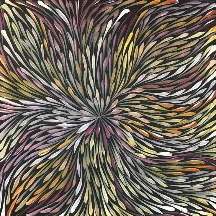 Wild Flowers by Sacha Long Petyarre (SOLD), 30cm x 30cm. Aboriginal Painting. #AboriginalArt #UtopiaLane