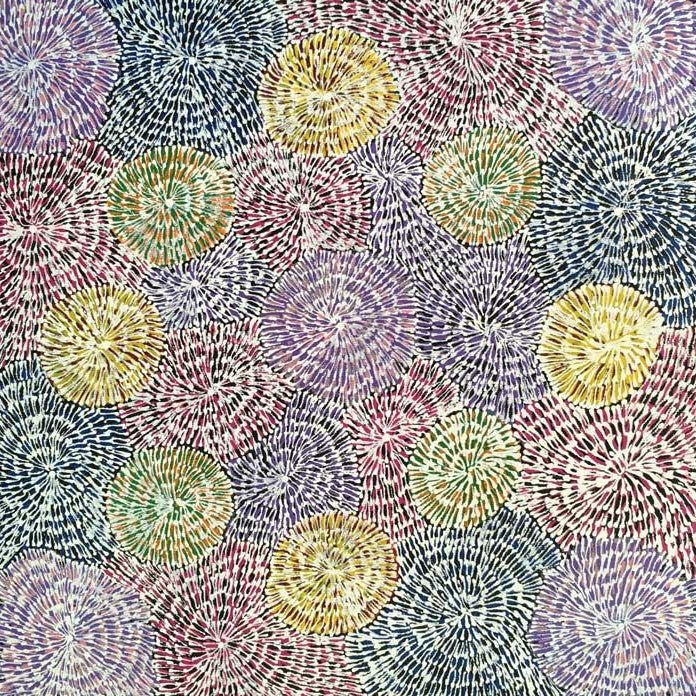 Ilyarnayt Flower by Audrey Morton Kngwarrey (SOLD), 30cm x 30cm. Aboriginal Painting. #AboriginalArt #UtopiaLane