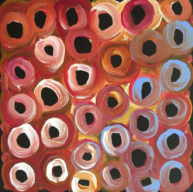 Soakage by Lena Pwerle (SOLD), 30cm x 30cm. Aboriginal Painting. #AboriginalArt #UtopiaLane