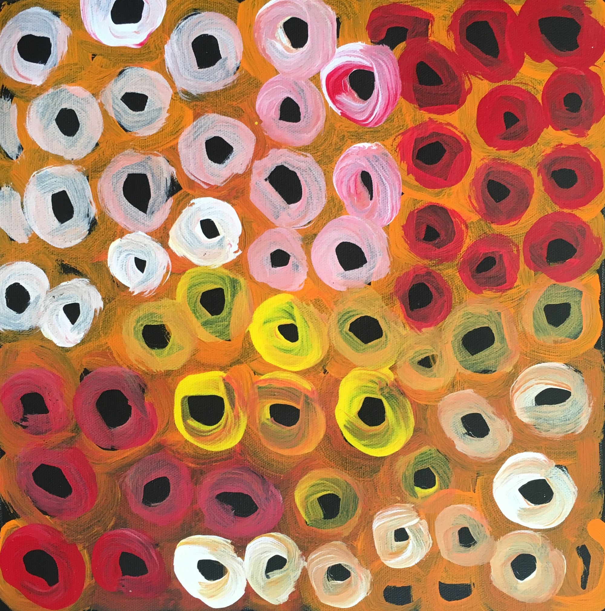Aboriginal painting by Lena Pwerle: "Soakage". Learn more.   www.utopialaneart.com.au  #aboriginalart #utopialaneart#"lenapwerle