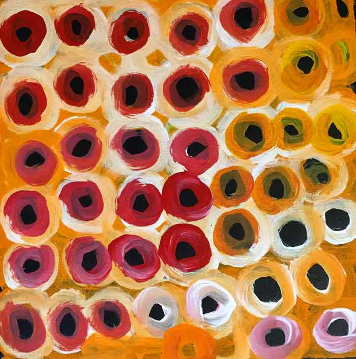 Aboriginal painting by Lena Pwerle: "Soakage". Learn more.   www.utopialaneart.com.au  #aboriginalart #utopialaneart#"lenapwerle