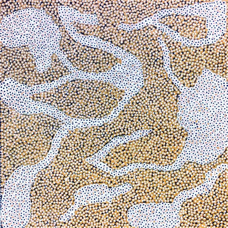 Ngkwerlp (Wild Tobacco) by Bronwyn Payne (SOLD), 30cm x 30cm. Aboriginal Painting. #AboriginalArt #UtopiaLane