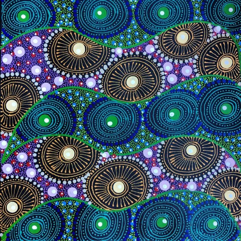 Alpar Seed Story by Karen Bird Ngale (SOLD), 30cm x 30cm. Aboriginal Painting. #AboriginalArt #UtopiaLane
