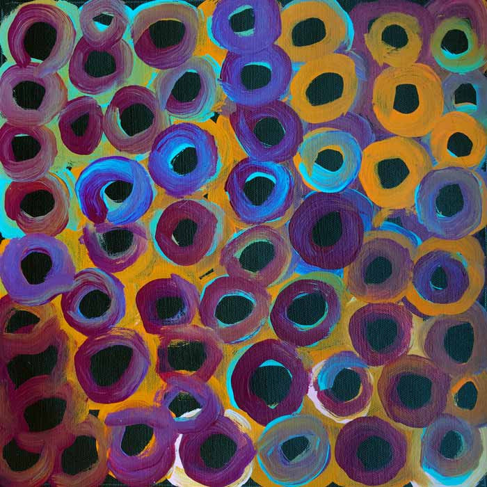 Soakage by Lena Pwerle (SOLD), 30cm x 30cm. Aboriginal Painting. #AboriginalArt #UtopiaLane