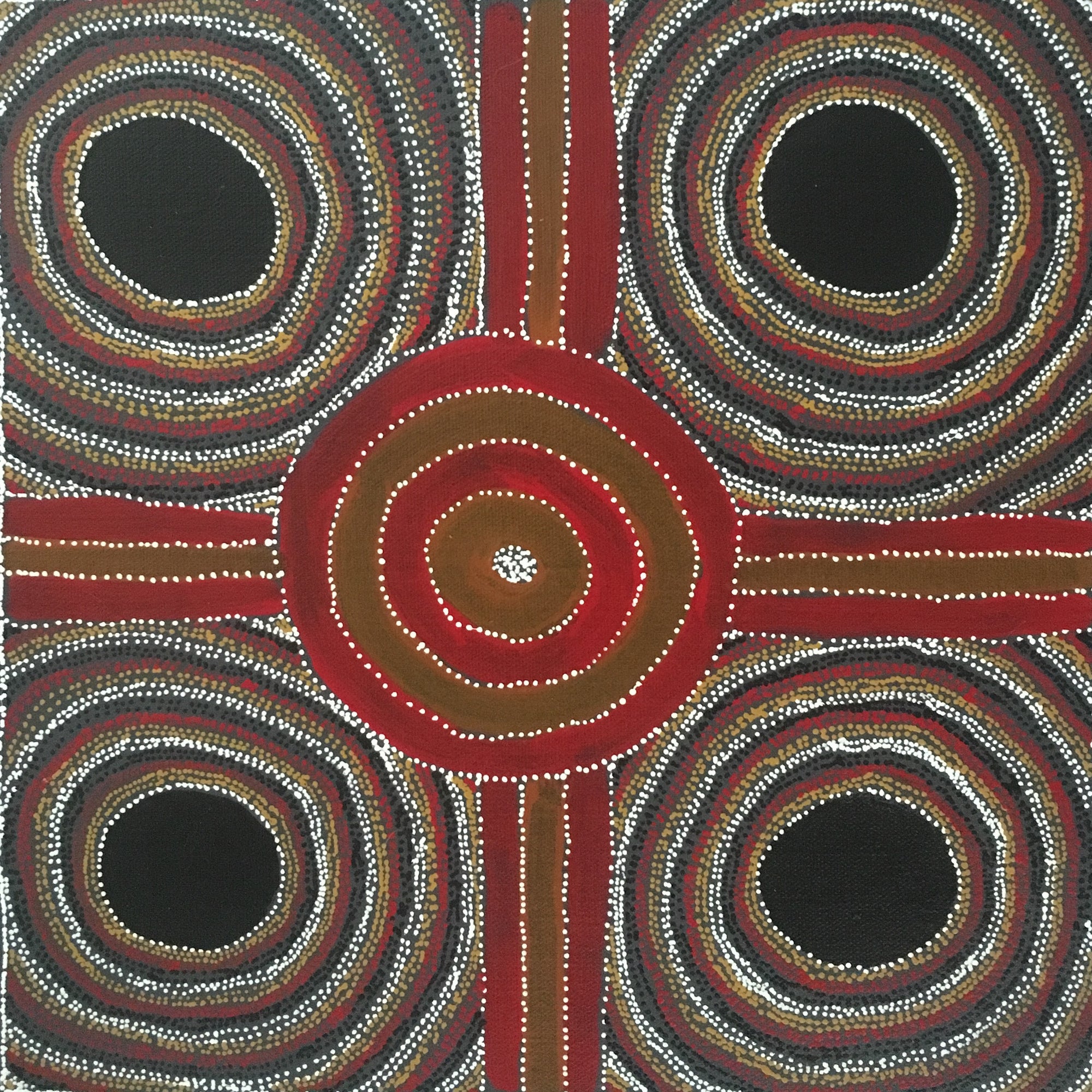 Bush Plum Dreaming by Gary Bird Mpetyane, 30cm x 30cm. Aboriginal Painting. #AboriginalArt #UtopiaLane