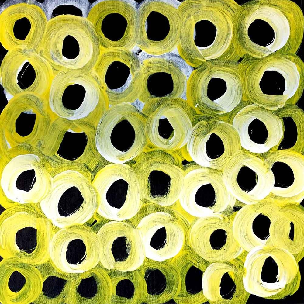 Soakage by Lena Pwerle (SOLD), 30cm x 30cm. Aboriginal Painting. #AboriginalArt #UtopiaLane