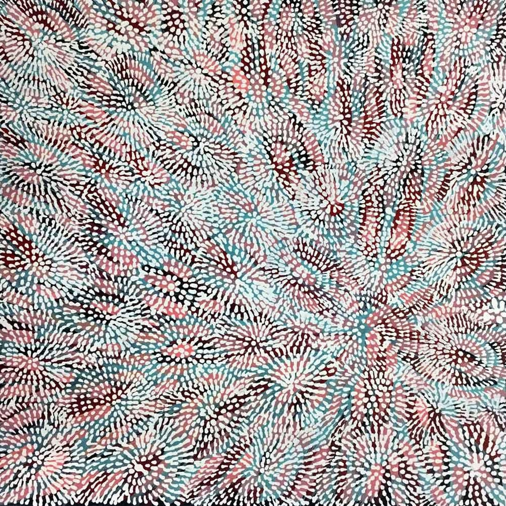 Kurrajong Flower by Katie Kemarre, 30cm x 30cm. Aboriginal Painting. #AboriginalArt #UtopiaLane