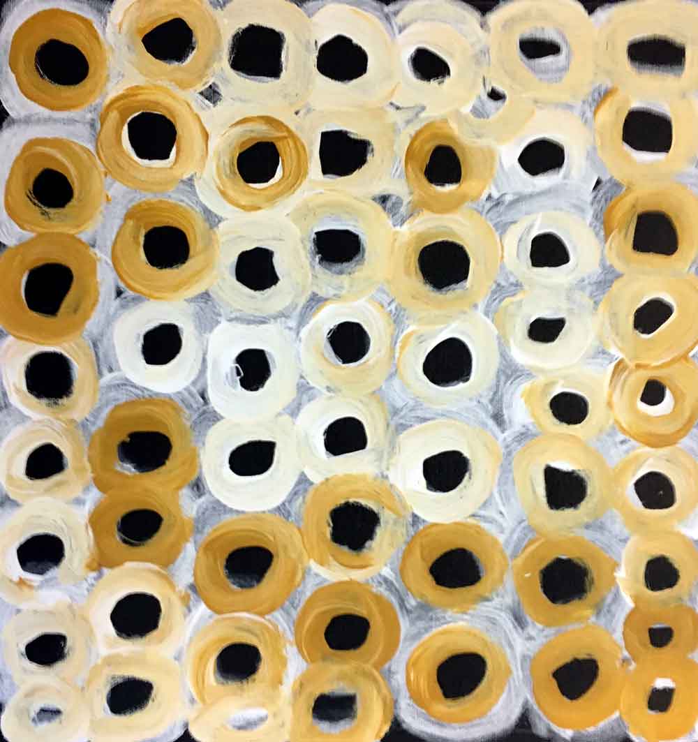 Soakage by Lena Pwerle (SOLD), 30cm x 30cm. Aboriginal Painting. #AboriginalArt #UtopiaLane