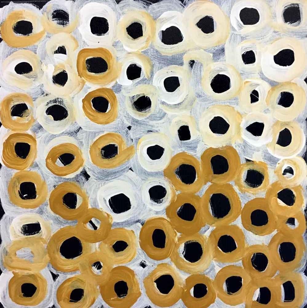 Soakage by Lena Pwerle (SOLD), 30cm x 30cm. Aboriginal Painting. #AboriginalArt #UtopiaLane