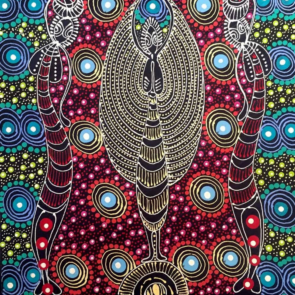 Dreamtime Sisters by Colleen Wallace Nungari, 30cm x 30cm. Aboriginal Painting. #AboriginalArt #UtopiaLane