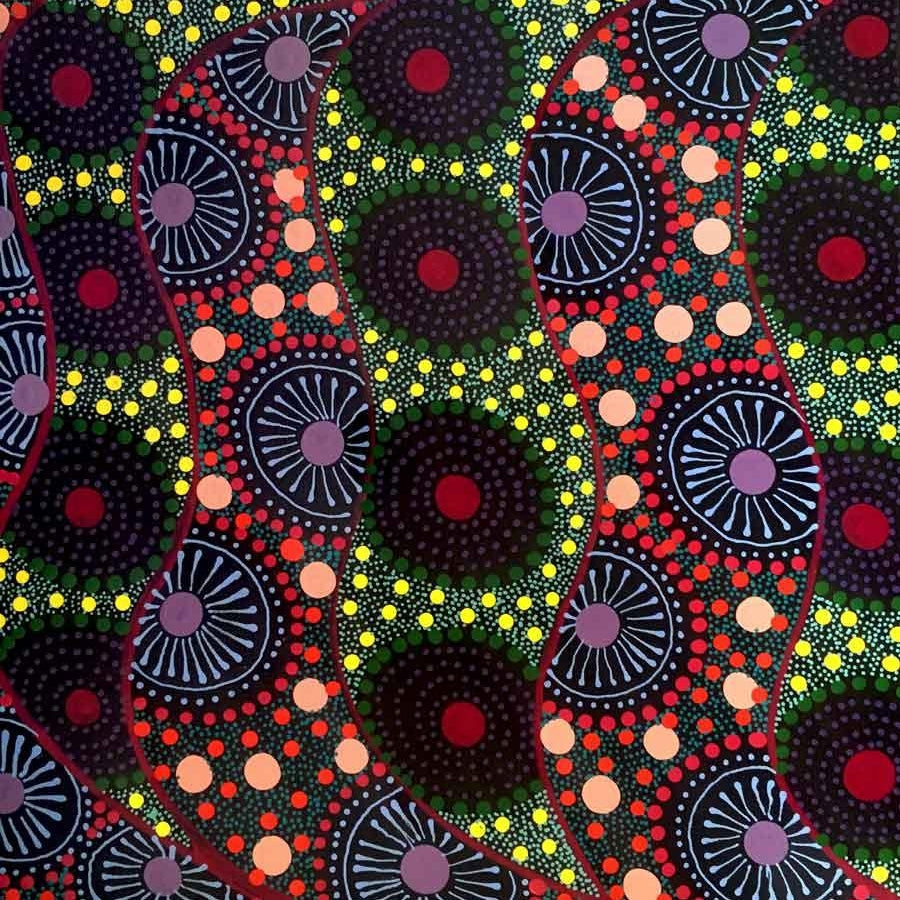 Alpar Seed Story by Karen Bird Ngale, 30cm x 30cm. Aboriginal Painting. #AboriginalArt #UtopiaLane