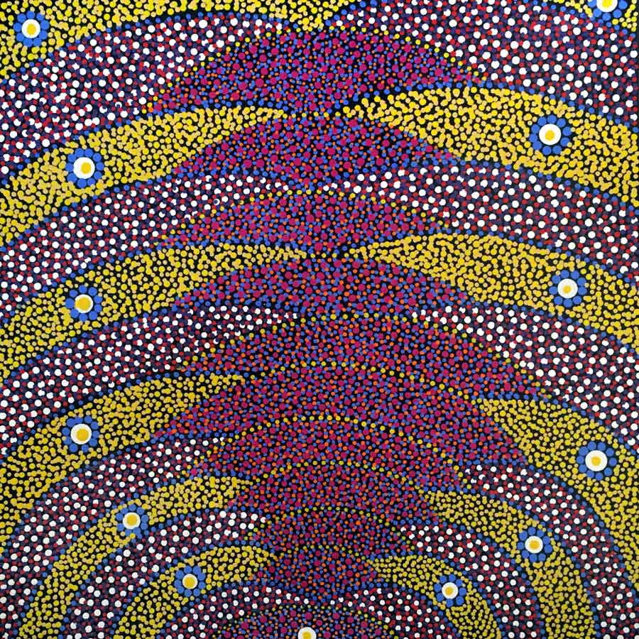 Ngkwerlp (Wild Tobacco) by Violet Payne Mpetyane, 30cm x 30cm. Aboriginal Painting. #AboriginalArt #UtopiaLane