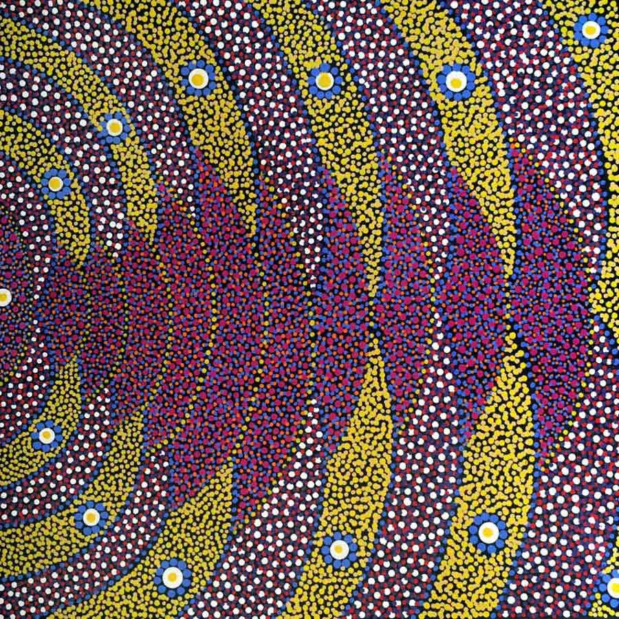 Ngkwerlp (Wild Tobacco) by Violet Payne Mpetyane, 30cm x 30cm. Aboriginal Painting. #AboriginalArt #UtopiaLane