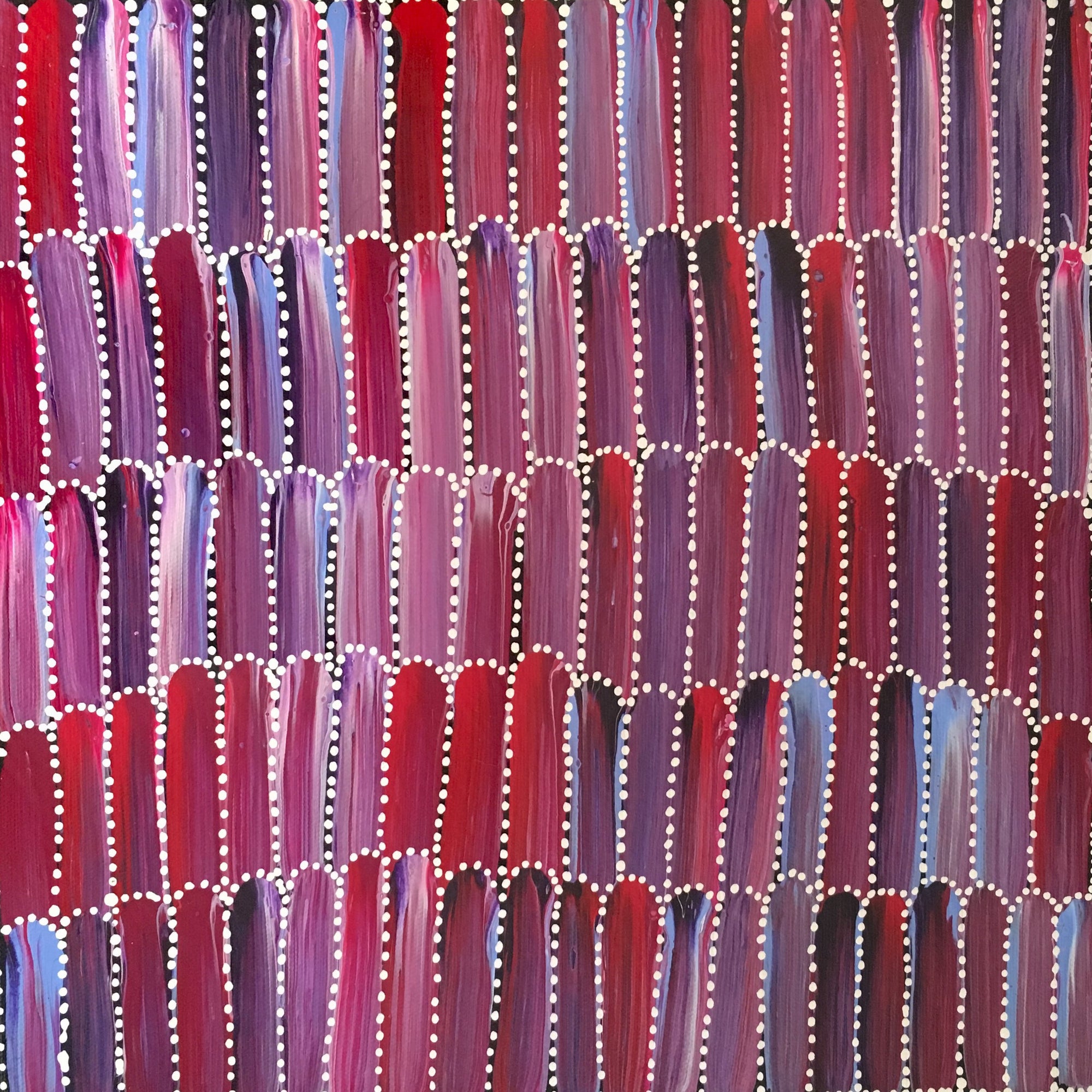 Anaty (Desert Yam) by Jeannie Mills Pwerle, 30cm x 30cm. Aboriginal Painting. #AboriginalArt #UtopiaLane
