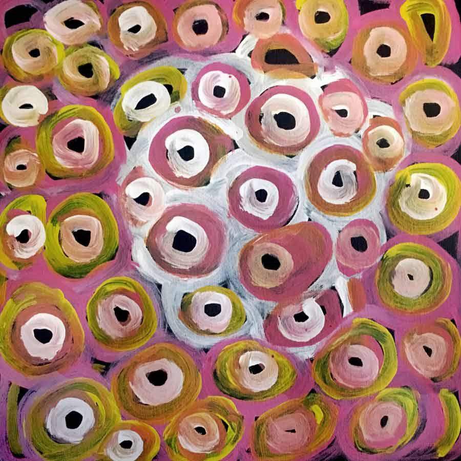 Soakage by Lena Pwerle, 30cm x 30cm. Aboriginal Painting. #AboriginalArt #UtopiaLane