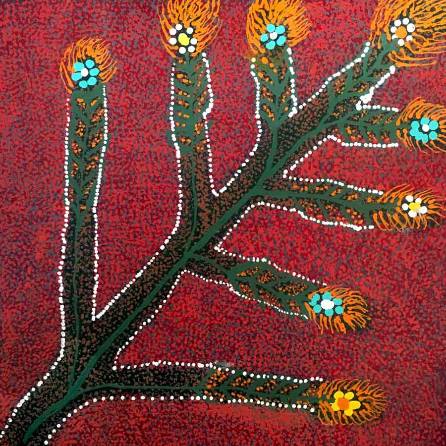 Ngkwerlp (Wild Tobacco) by Doreen Payne (SOLD), 30cm x 30cm. Aboriginal Painting. #AboriginalArt #UtopiaLane