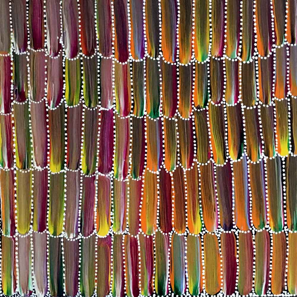 Anaty (Desert Yam) by Jeannie Mills Pwerle, 30cm x 30cm. Aboriginal Painting. #AboriginalArt #UtopiaLane