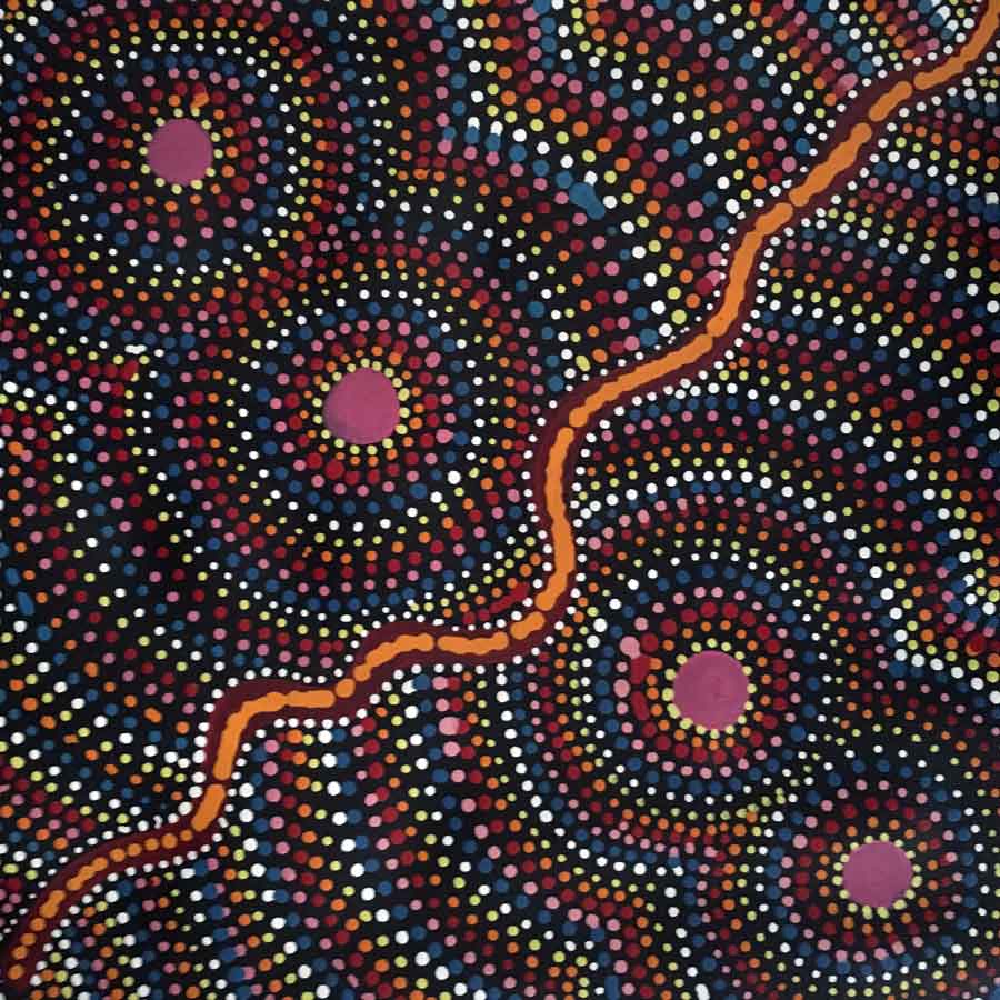Yerramp (Honey Ant) Dreaming by George Petyarre, 30cm x 30cm. Aboriginal Painting. #AboriginalArt #UtopiaLane