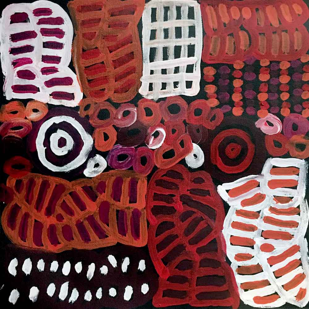 My Mother's Country by Betty Mbitjana, 30cm x 30cm. Aboriginal Painting. #AboriginalArt #UtopiaLane