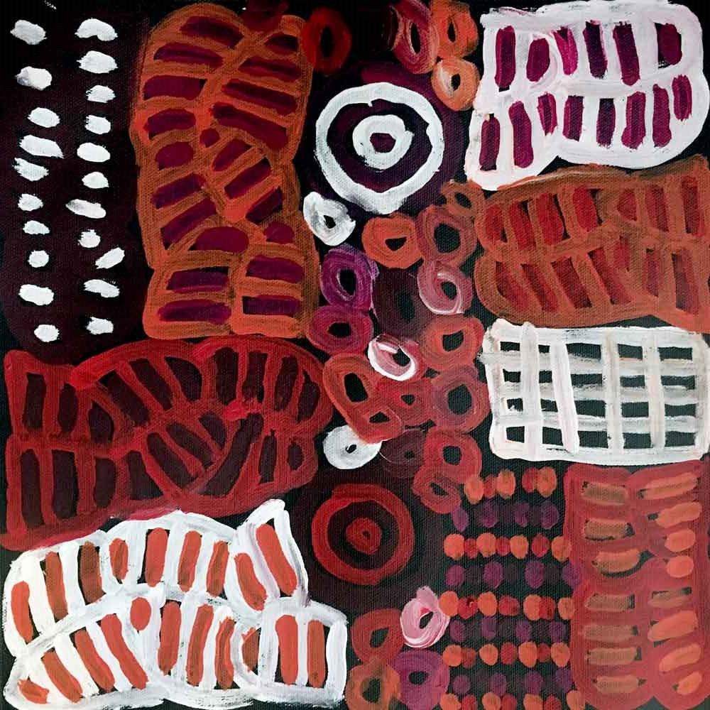 My Mother's Country by Betty Mbitjana, 30cm x 30cm. Aboriginal Painting. #AboriginalArt #UtopiaLane