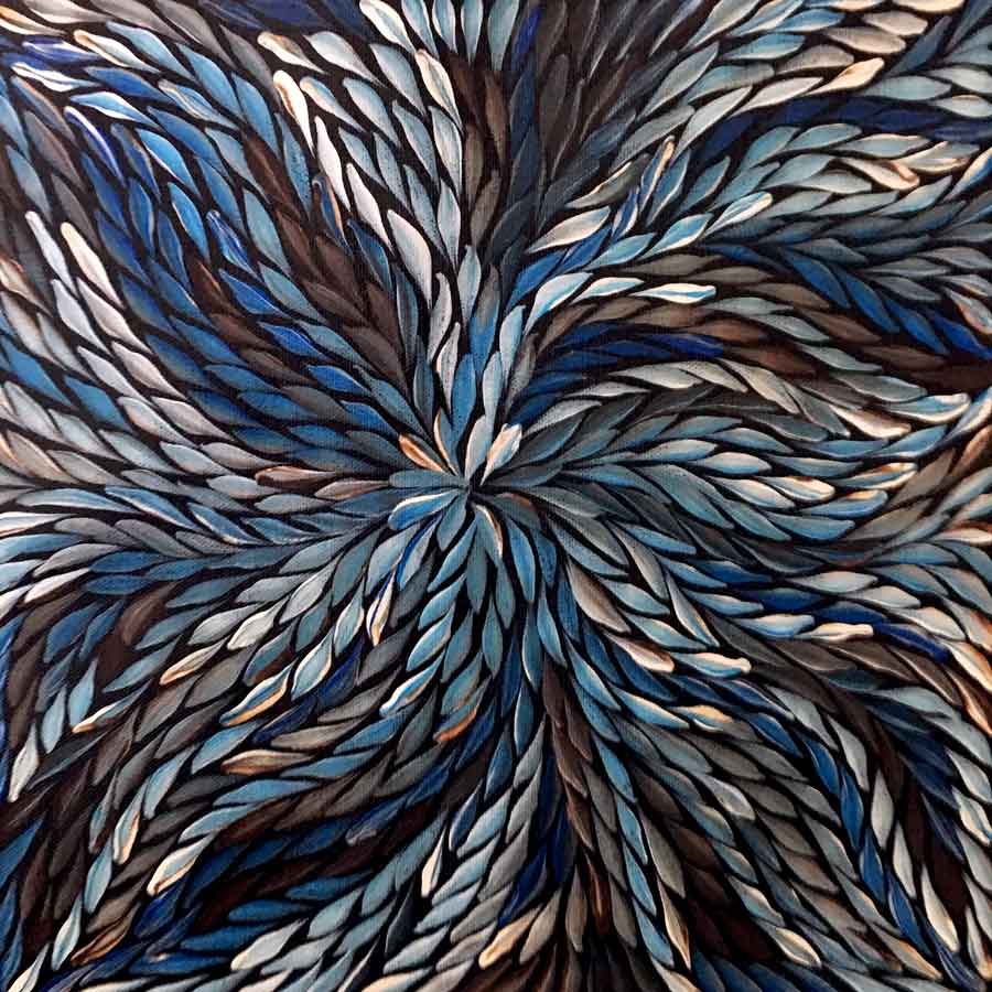 Pencil Yam Flowers by Delvine Petyarre (SOLD), 30cm x 30cm. Aboriginal Painting. #AboriginalArt #UtopiaLane