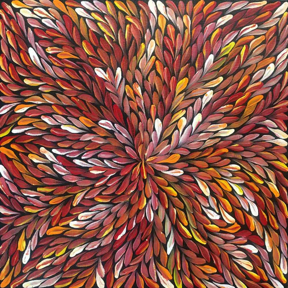 Pencil Yam by Delvine Petyarre by Delvine Petyarre, 30cm x 30cm. Australian Aboriginal Art.