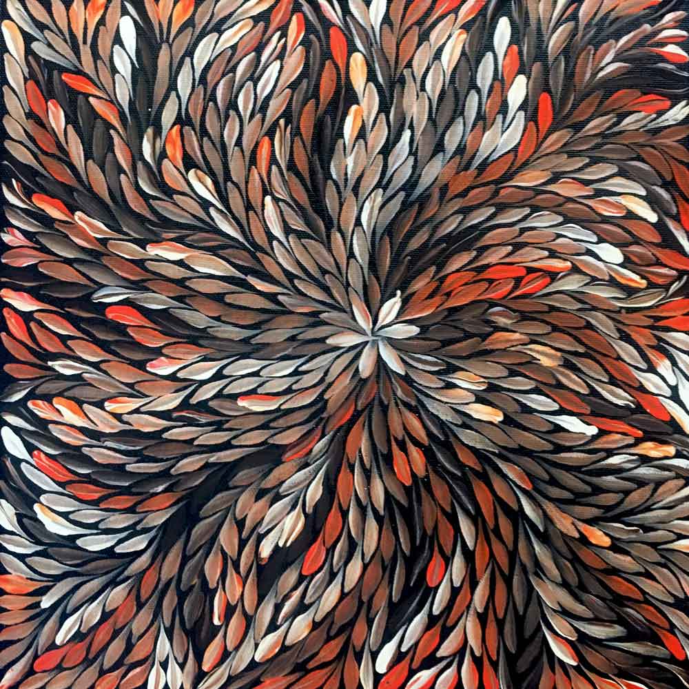Pencil Yam by Delvine Petyarre by Delvine Petyarre, 30cm x 30cm. Australian Aboriginal Art.