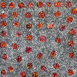 Anaty (Desert Yam) by Jean Mills Pwerle by Jean Mills Pwerle, 30cm x 30cm. Australian Aboriginal Art.