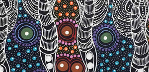Dreamtime Sisters by Colleen Wallace Nungari by Colleen Wallace Nungari, 40cm x 20cm. Australian Aboriginal Art.