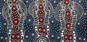 Dreamtime Sisters by Colleen Wallace Nungari by Colleen Wallace Nungari, 40cm x 20cm. Australian Aboriginal Art.