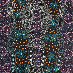 Dreamtime Sisters by Colleen Wallace Nungari by Colleen Wallace Nungari, 30cm x 30cm. Australian Aboriginal Art.