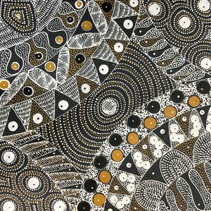 Awelye for Alpar Seed, Bush Plum & Mulga Seed by Alvira Bird by Alvira Bird Mpetyane, 30cm x 30cm. Australian Aboriginal Art.