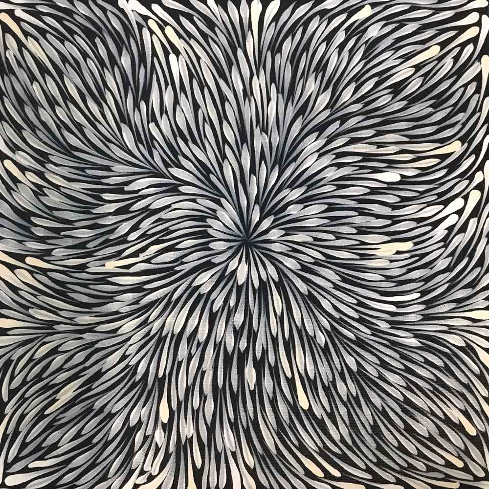 Wild Flowers by Sacha Long Petyarre (SOLD)-by-Sacha Long Petyarre-30cm x 30cm-at-Utopia-Lane-Gallery #AboriginalArt #Sacha Long Petyarre