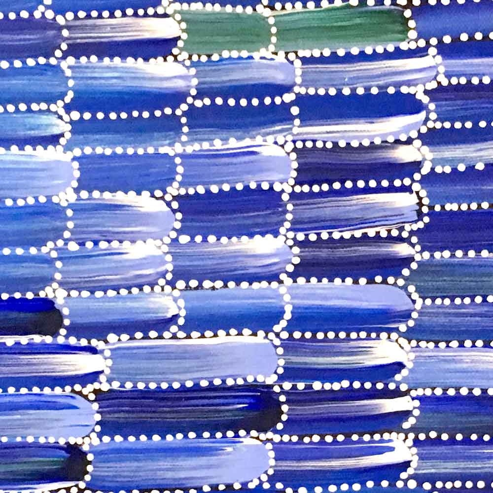 Anaty (Desert Yam) by Jeannie Mills Pwerle by Jeannie Mills Pwerle, 30cm x 30cm. Australian Aboriginal Art.