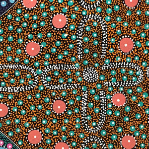 Alpar Seed Story by Maggie Bird by Maggie Bird Mpetyane, 30cm x 30cm. Australian Aboriginal Art.