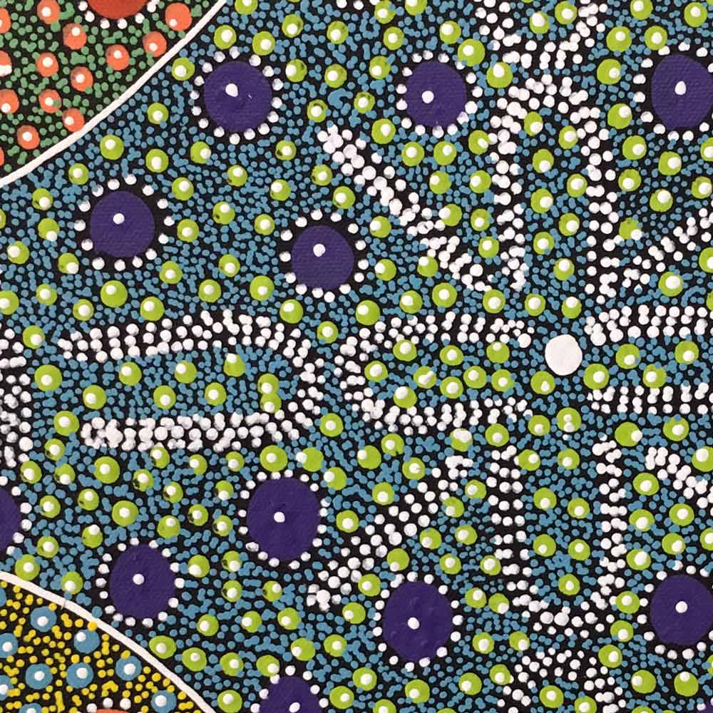 Alpar Seed Story by Maggie Bird by Maggie Bird Mpetyane, 30cm x 30cm. Australian Aboriginal Art.