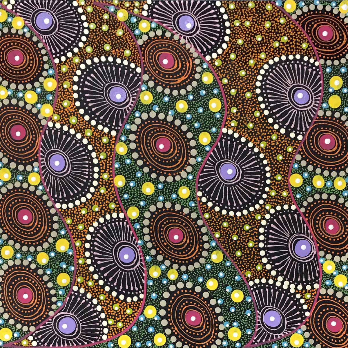 Alpar Seed Story by Karen Bird Ngale by Karen Bird Ngale, 30cm x 30cm. Australian Aboriginal Art.