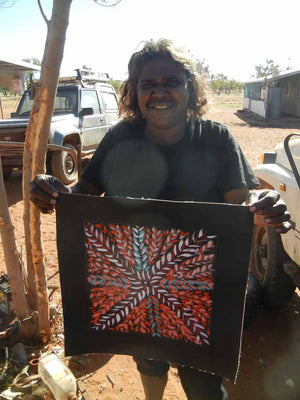 Bush Medicine by Isobel Okai by Isobel Okai, 30cm x 30cm. Australian Aboriginal Art.