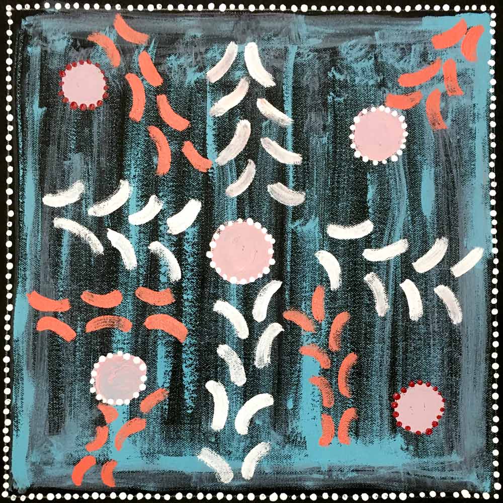 Waterholes by Andy Mpetyane by Andy Mpetyane, 30cm x 30cm. Australian Aboriginal Art.