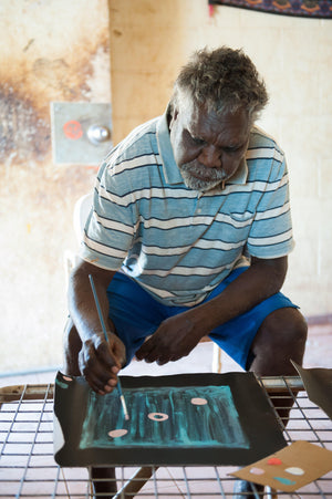 Waterholes by Andy Mpetyane by Andy Mpetyane, 30cm x 30cm. Australian Aboriginal Art.