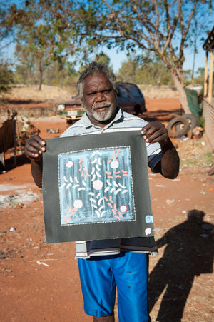Waterholes by Andy Mpetyane by Andy Mpetyane, 30cm x 30cm. Australian Aboriginal Art.