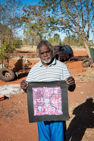 Men's Story by Andy Mpetyane by Andy Mpetyane, 30cm x 30cm. Australian Aboriginal Art.