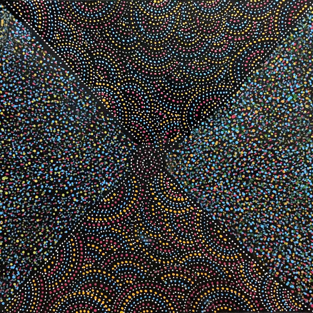 Bush Turkey Story by Cowboy Loy by Cowboy Loy Pwerle, 30cm x 30cm. Australian Aboriginal Art.