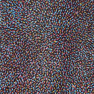 Pencil Yam Flower by Elizabeth Loy by Elizabeth Loy Kngwarreye, 30cm x 30cm. Australian Aboriginal Art.