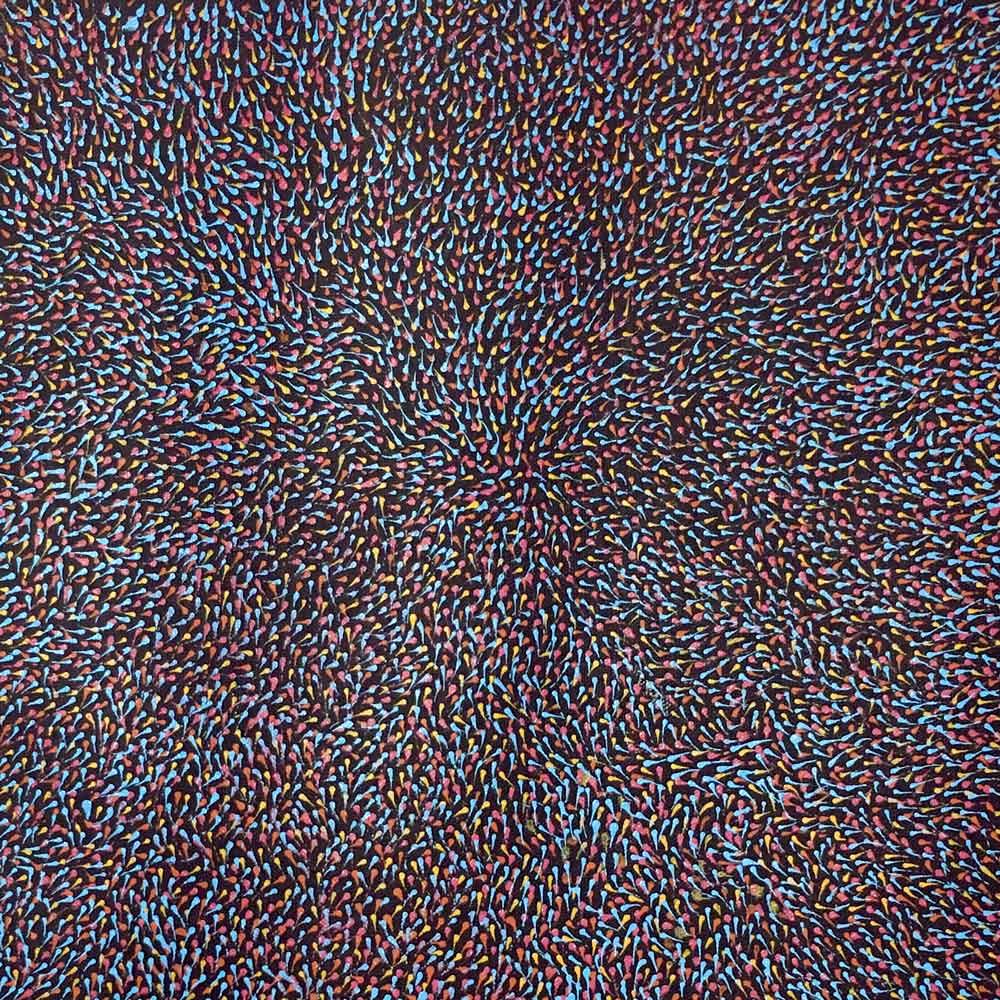 Pencil Yam Flower by Elizabeth Loy by Elizabeth Loy Kngwarreye, 30cm x 30cm. Australian Aboriginal Art.