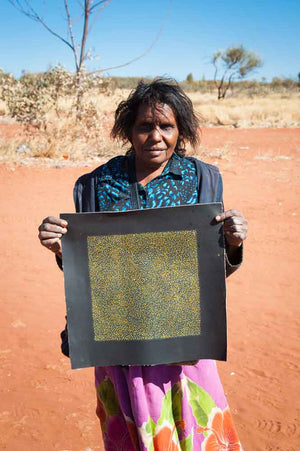Pencil Yam Flower by Elizabeth Loy by Elizabeth Loy Kngwarreye, 30cm x 30cm. Australian Aboriginal Art.