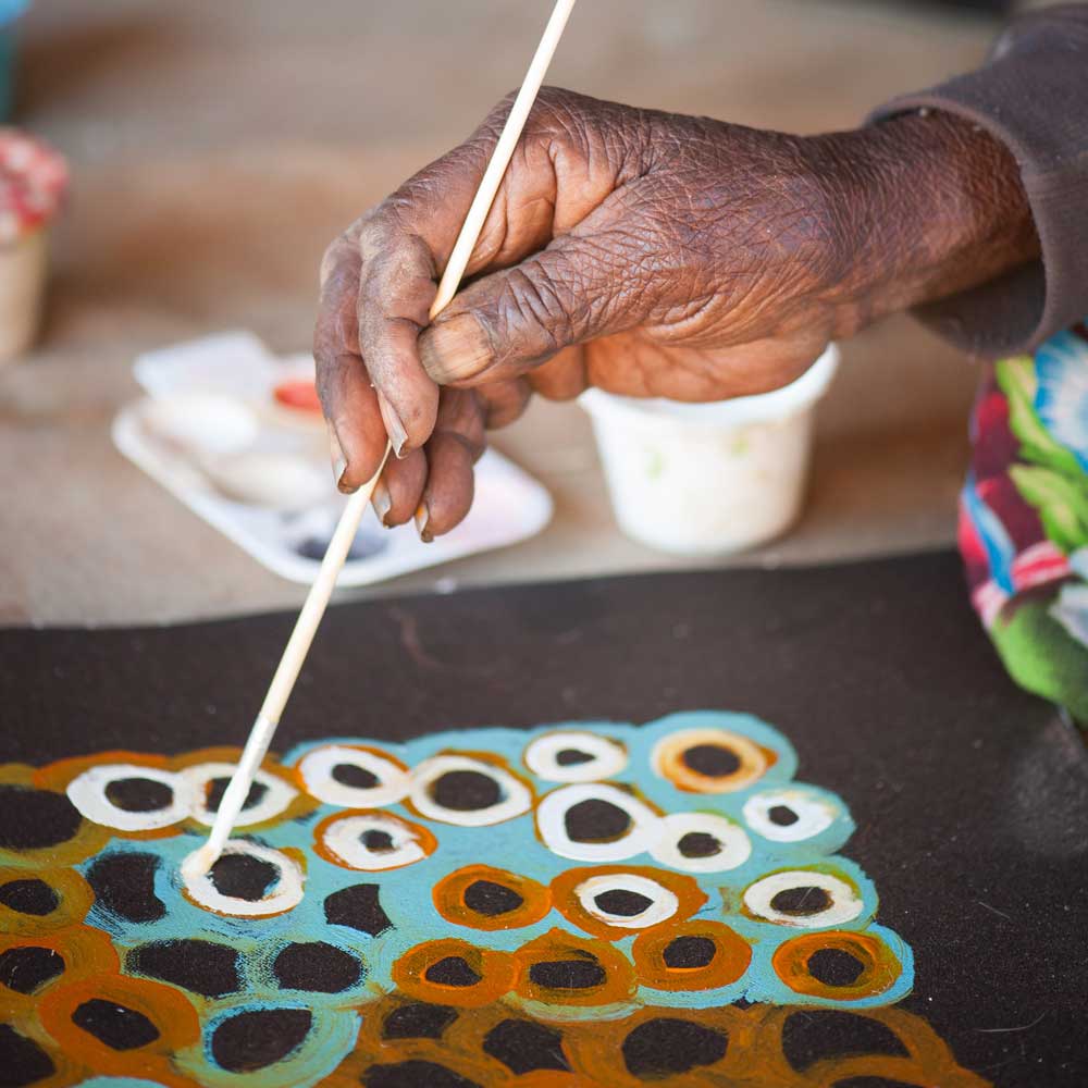 Soakage by Lena Pwerle-by-Lena Pwerle-30cm x 30cm-at-Utopia-Lane-Gallery #AboriginalArt #Lena Pwerle